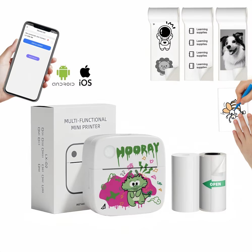 B5 Sticker Mini Printer with Wireless Bluetooth Portable Label Maker Printers Thermal Printing for Photo Student Error Printing